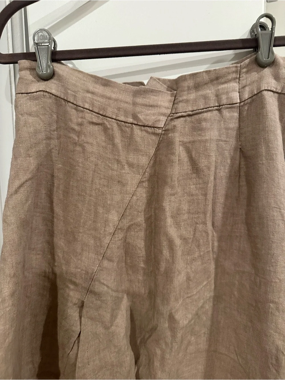 Zara Linen-Blend wide leg pants in Taupe